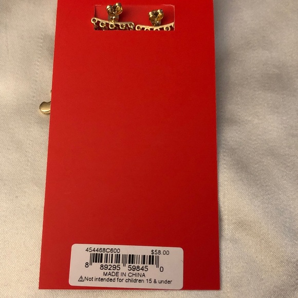 Betsey Johnson Gold Tone Red Metal Bow Front Back Drop Earrings Fringe Accents - Picture 10 of 13